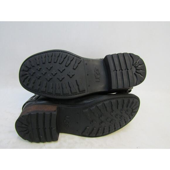 UGG Womens Size 8.5 M Black Leather Buckle Zip Ankle Fashion Boots Bootie - Picture 9 of 11